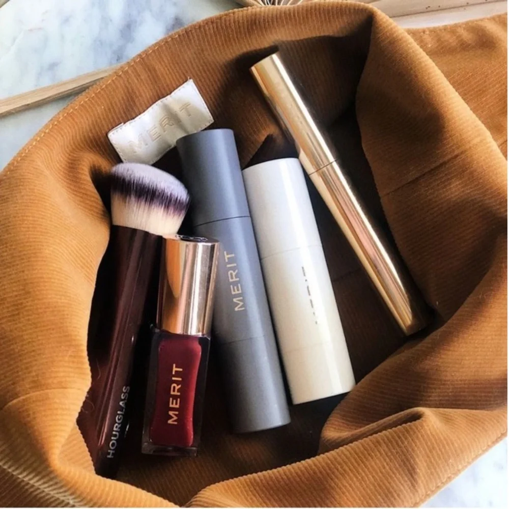 Merit The Signature Makeup Bag | Corduroy Tie Top Pouch - Picture 3 of 4